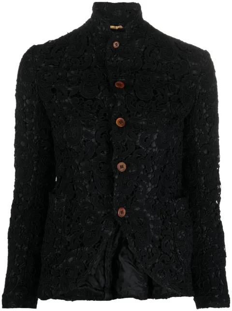Comme Des Garçons Comme Des Garçons floral-embroidered button-up jacket Black RKJ016