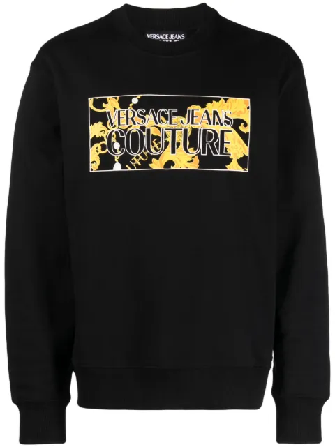 Versace Jeans Couture logo-print cotton sweatshirt Black 75GAIE01CF02E