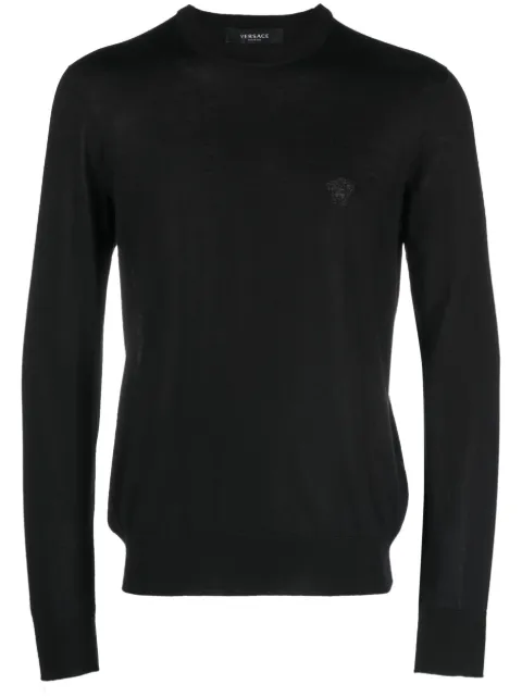 Versace embroidered wool-blend knit sweater Black 10105341A07614