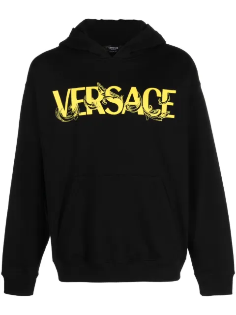 Versace logo-print cotton hoodie Black 10107101A07769