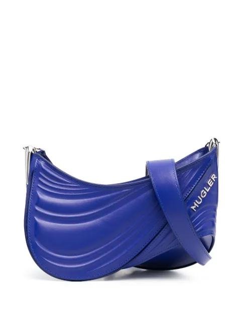 Mugler small Spiral Curve 01 embossed crossbody bag Blue 22W10SA0010906