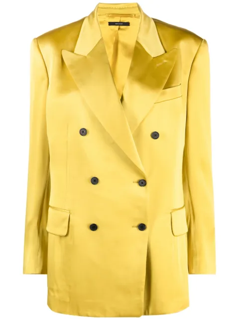 TOM FORD double-breasted satin blazer Yellow GI2915FAX727