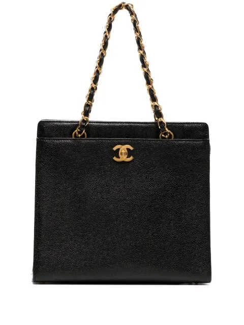 CHANEL Pre-Owned 1998-1999 CC turn-lock zipped handbag Black FF0605