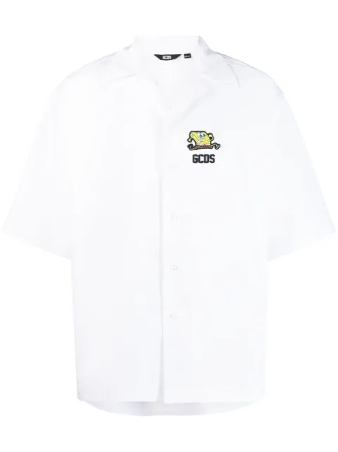 GCDS embossed-logo short-sleeve shirt White SB23M240529