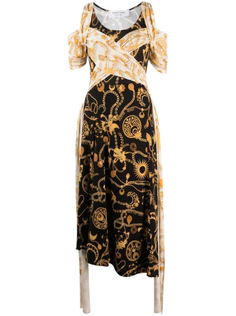 Marine Serre Nuisette draped midi dress Neutrals D186SS23WWOVVI034