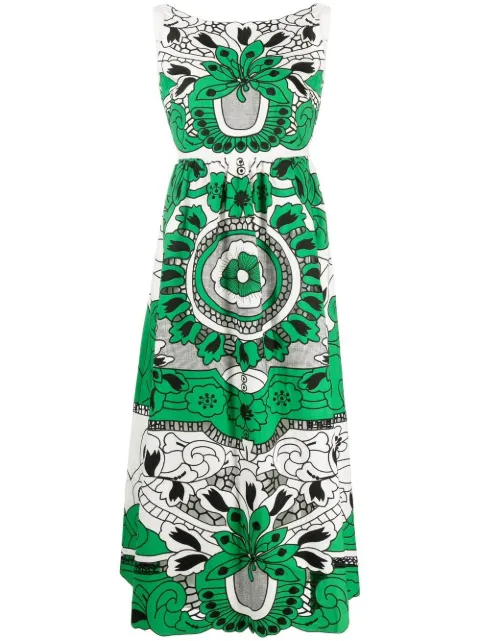 RED Valentino floral-print midi dress White RVA23F6T3