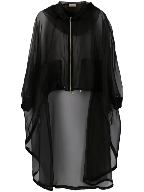 Herno chiffon hooded cape Black GC000389D16003