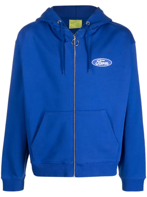 Sky High Farm slogan-print zip-up hoodie Blue SHF03T2211
