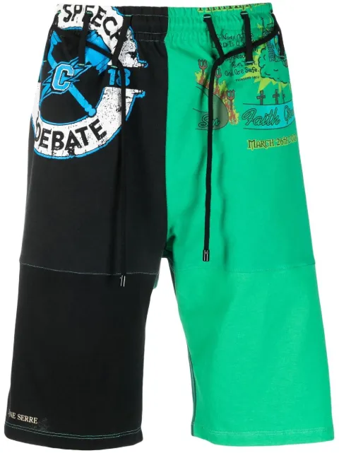 Marine Serre graphic-print track shorts Green SH032SS23XUJERCO040