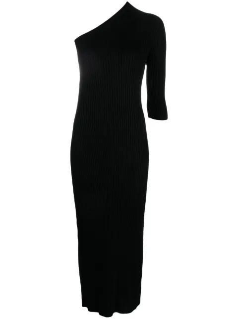 AERON ribbed asymmetric midi dress Black AW23RSDR411436001