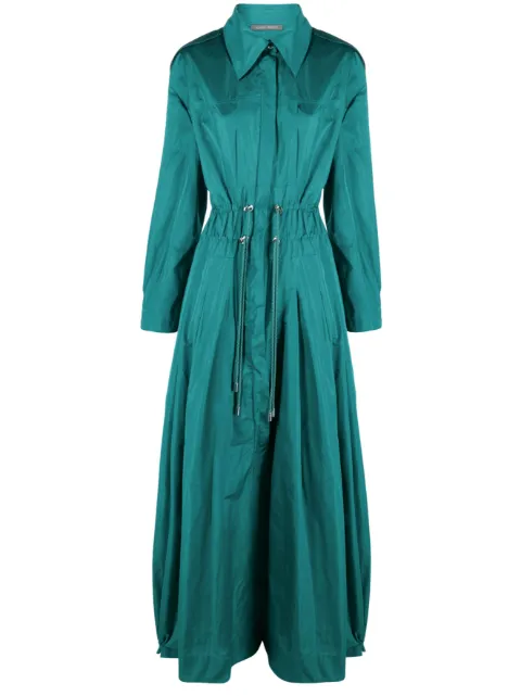 Alberta Ferretti taffeta drawstring-waist maxi dress Green A04701645