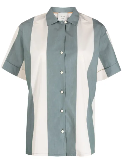 Alysi maxi striped cotton shirt Blue 103297P3204