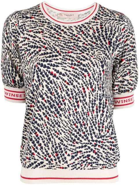 TWINSET heart-print logo-detail T-shirt Neutrals 231TP3330