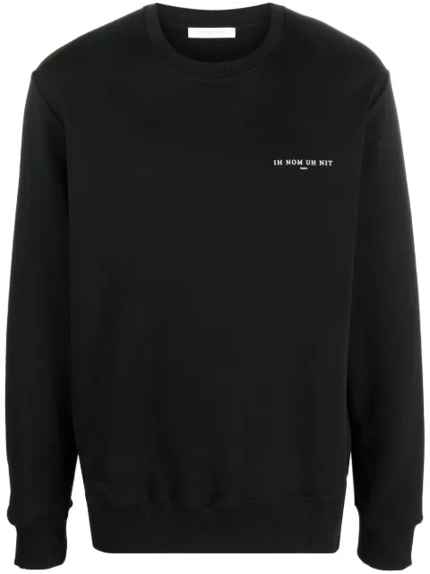 Ih Nom Uh Nit Mask-print crewneck sweatshirt Black NUS23232