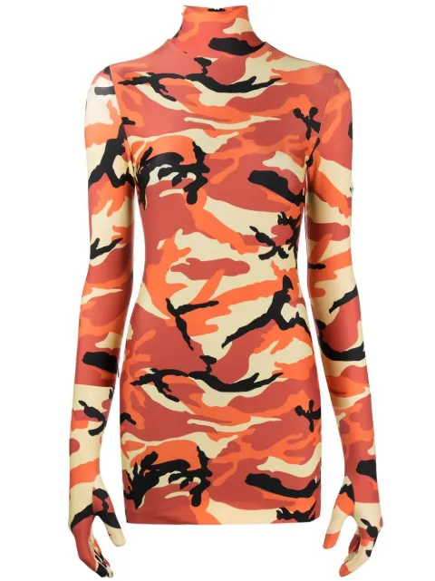 VETEMENTS camouflage-print minidress Orange WE63DR260O