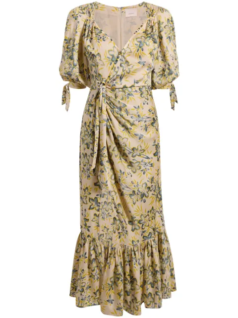 Cinq A Sept floral-print gathered-waist dress Neutrals ZD20096490Z