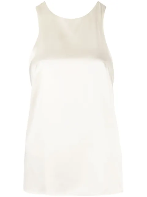 LouLou de Saison twist-detail racerback silk top Neutrals ESTOR