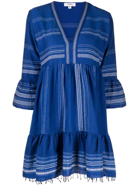lemlem frayed-hem cotton dress Blue SW2323