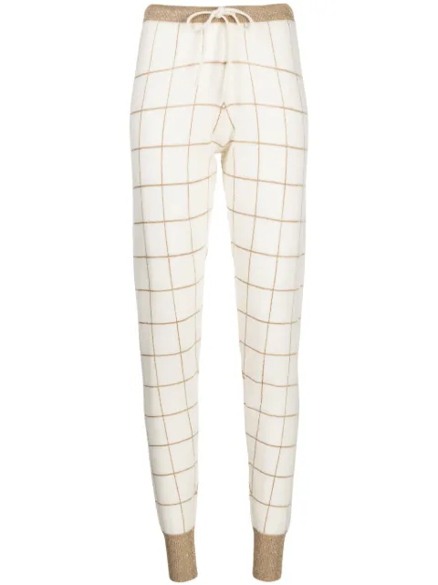 Madeleine Thompson Layla check-pattern track pants Neutrals RE23P07