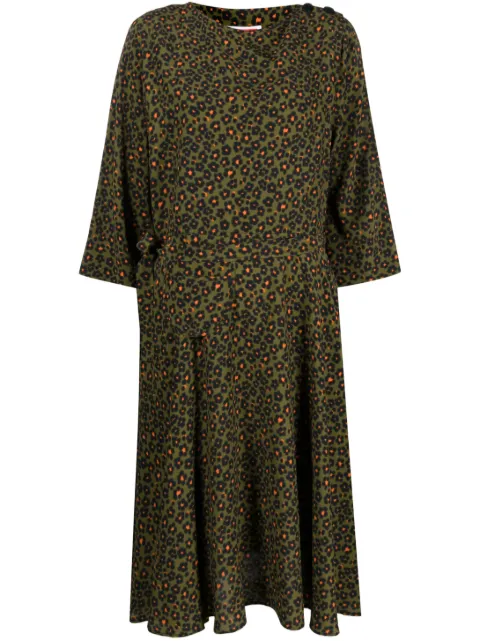 Kenzo leopard-print midi dress Green FD52RO1179O3