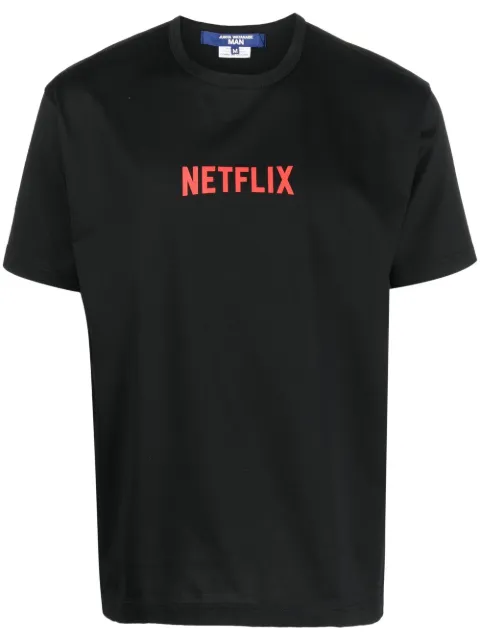 Junya Watanabe MAN Netflix-print cotton T-shirt Black WKT020