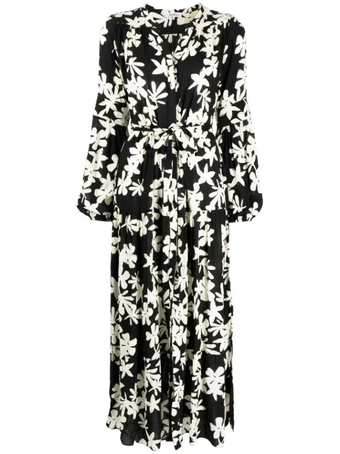 lemlem floral-print peasant dress Black RW2379