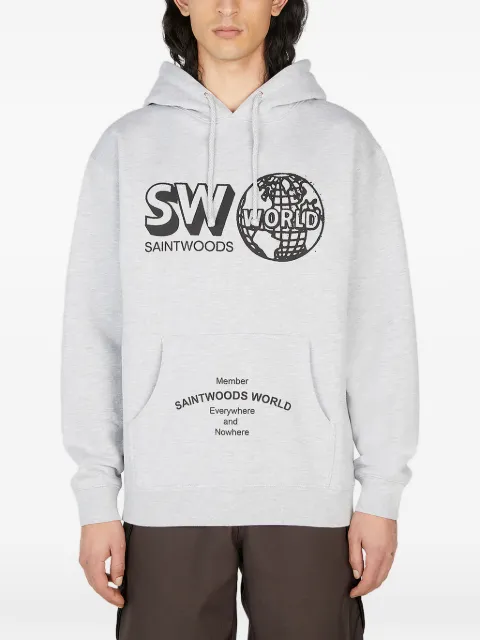 Saintwoods graphic-print hooded hoodie Grey SW01617