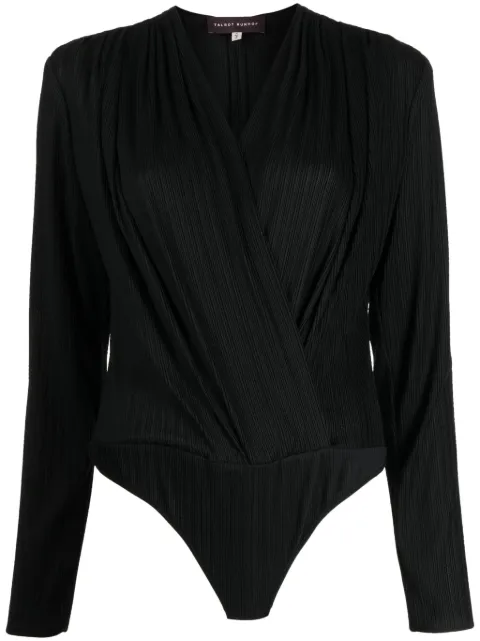 Talbot Runhof ribbed-knit long-sleeve bodysuit Black AB009908KE10
