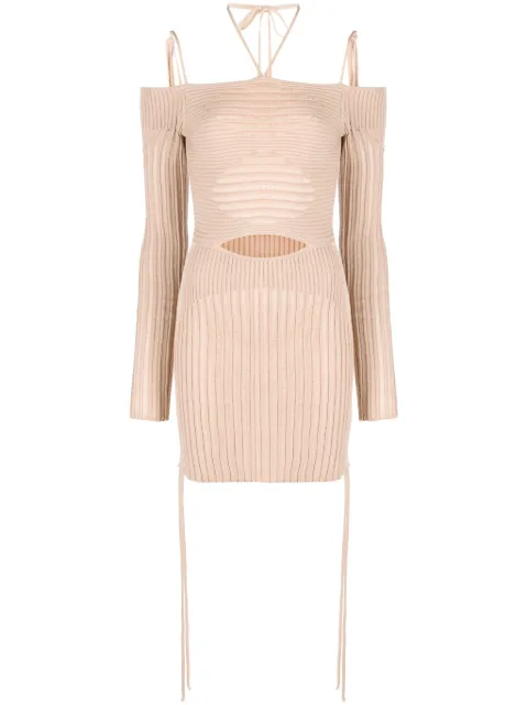 ANDREĀDAMO ribbed-knit mini dress Neutrals DR20947473