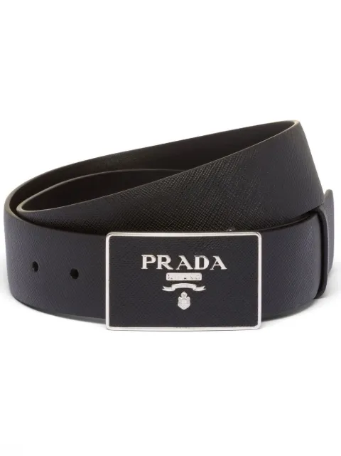 Prada logo-plaque leather belt Black 2CC534053