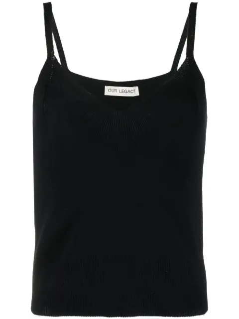 OUR LEGACY ribbed-knit singlet top Black W2233KSB