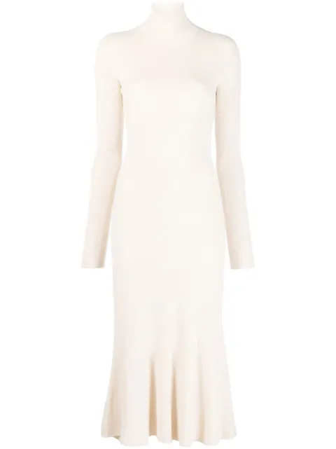 Balenciaga high-neck knitted midi dress Neutrals 725415T2111