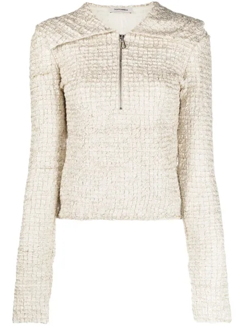 Nanushka Leiko dribbled ribbon top Neutrals NW23RSSH00872