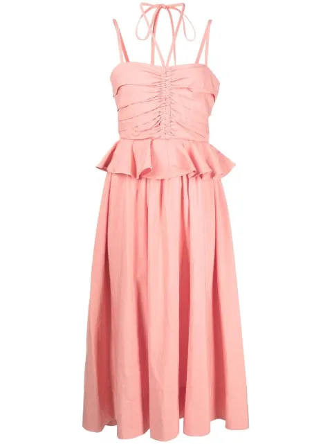 Ulla Johnson halterneck ruffled midi dress Pink PS230162ITALIANTEXTUREDLINENSUITING