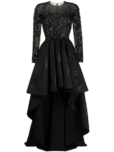 Saiid Kobeisy brocade beaded dress Black RTWSS2331