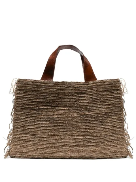 IBELIV Onja fringed raffia tote bag Brown ONJA098