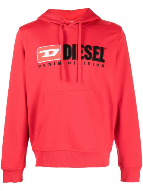 Diesel logo-patch cotton-blend hoodie Red A037570GEAD