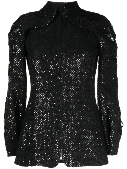 Saiid Kobeisy sequin ripped jacket Black RTWSS23JK34
