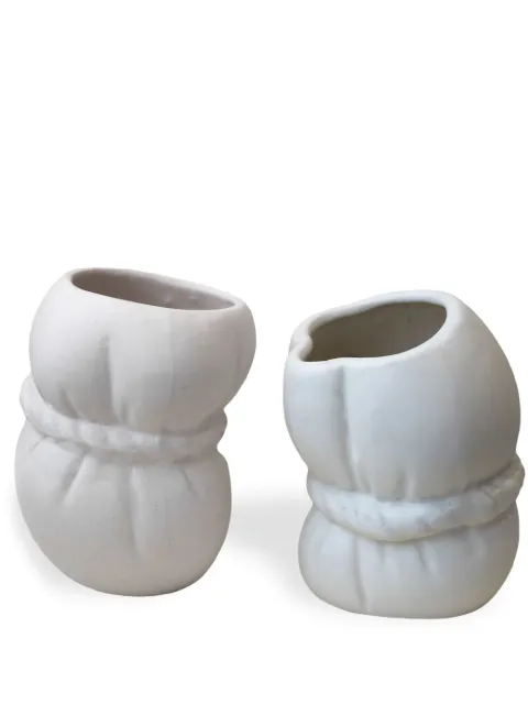 Completedworks Two Misfits rope-detailing vases (14.5cm) White B74