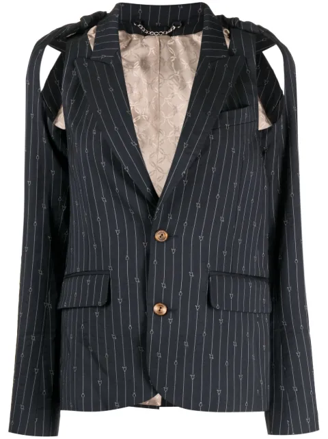 Charles Jeffrey Loverboy pinstripe cut-out blazer Blue CJLSS23TSJ2