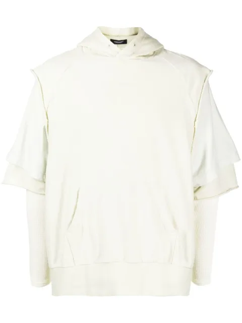 Undercover layered-sleeve cotton hoodie Neutrals UC1C4812