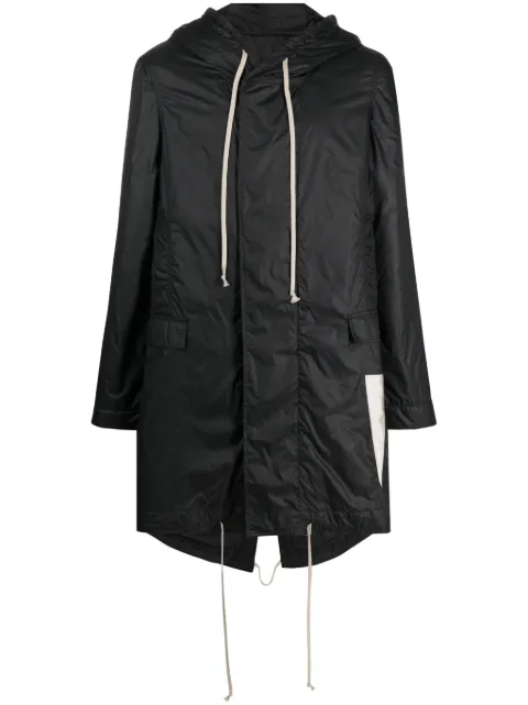 Rick Owens DRKSHDW fishtail hooded raincoat Black DU01C6950NDEH1