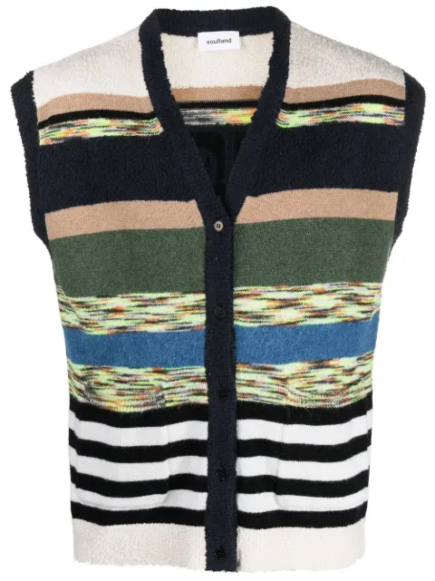 Soulland slogan-print knitted vest Blue 221301219