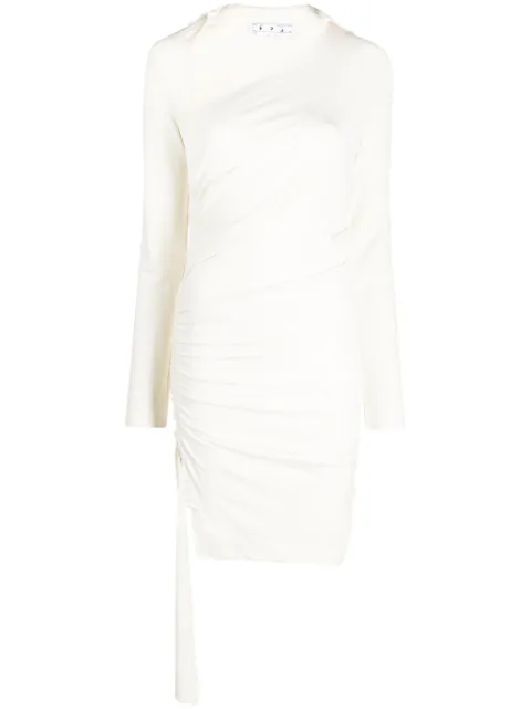 Off-White asymmetric ruched minidress Neutrals OWDB460S23FAB001