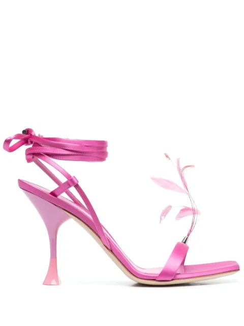 3juin Kimi 105mm feather-detail sandals Pink 323SC005R0775