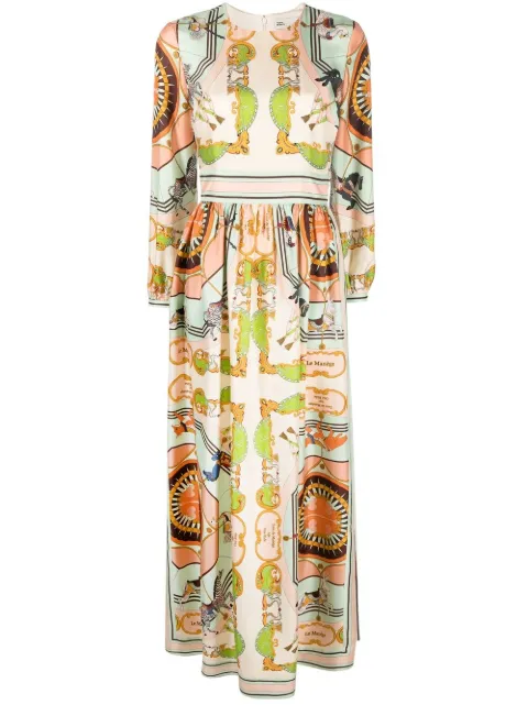 Tory Burch baroque-print silk dress Neutrals 148239
