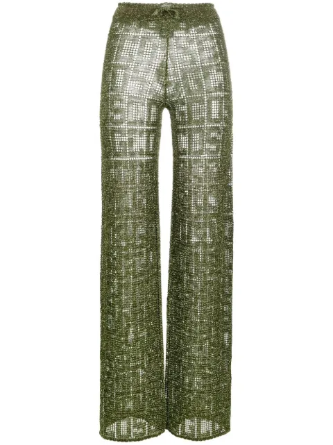 GCDS logo-print high waist trousers Green SS23W680912