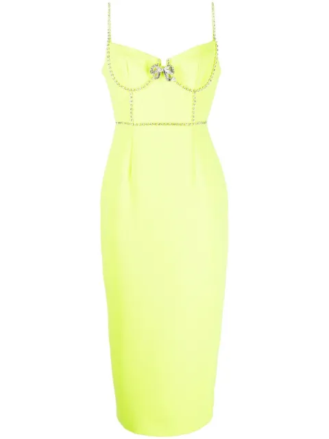 Self-Portrait rhinestone-embellished midi-dress Yellow SS23055MG