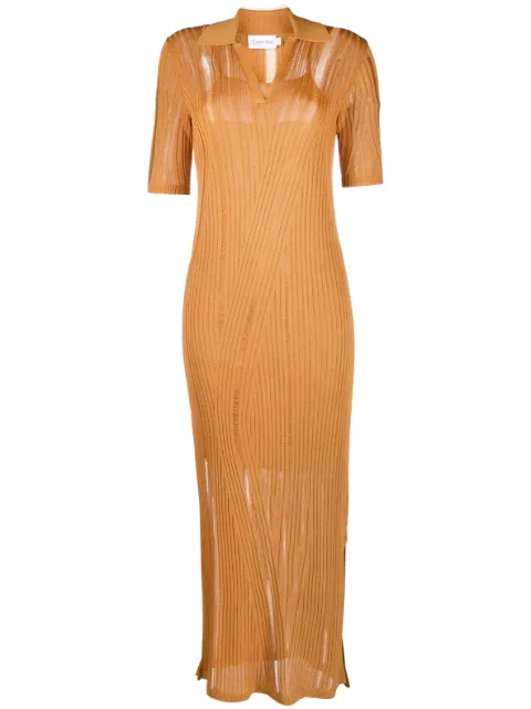 Calvin Klein ribbed-knit V-neck dress Orange K20K205559