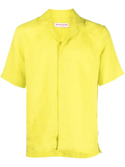 Orlebar Brown Maitan linen short-sleeve shirt Green 277969